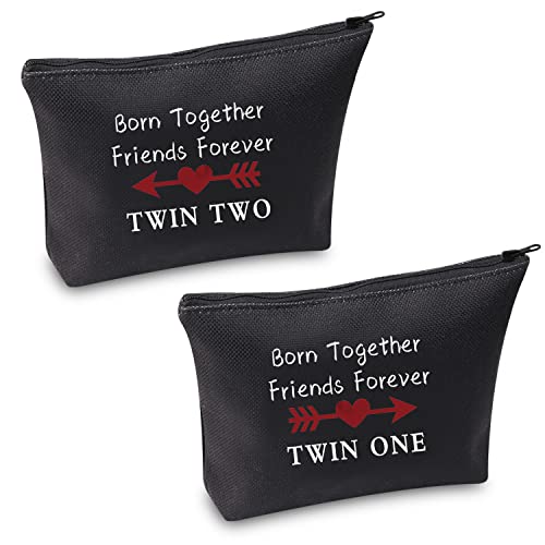 Twin OneTwo Black Cosmetic Bag - Born Together Friends Forever