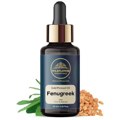 Wildflower Essentials Fenugreek Oil 1.01 Fl Oz (Pack of 1) - Natural Cold Pressed Carrier Oil for Skin, Hair & Body