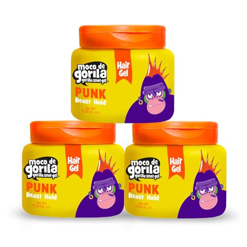 Moco de Gorila Punk Hair Gel - Strong Hold, 9.52 Oz, Pack of 3, Long-Lasting Styling