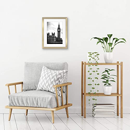 Americanflat 11x14 Gold Picture Frame with Shatter-Resistant Glass
