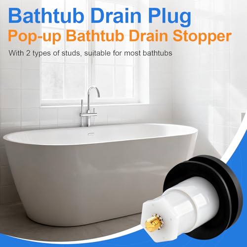 Bathtub Drain Stopper with 3/8'' & 5/16'' Thread Adapters - Matte Black