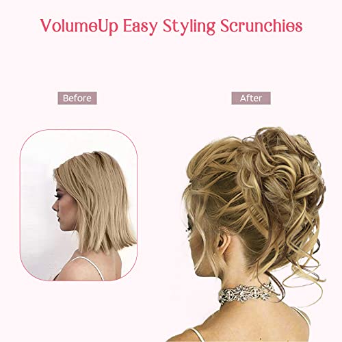 HOOJIH 2 Pack Messy Bun Hair Piece - Tousled Updo Extensions in Cool Light Blonde HB010 Dasiy