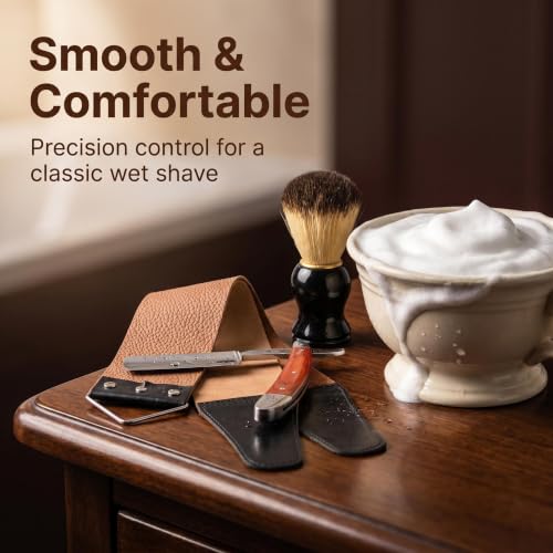 YU&CH Straight Razor Shaving Kit with Leather Strop & Brush