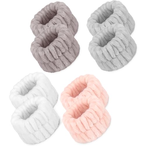 Crosize Microfiber Spa Wristbands - 8 Pcs Absorbent Face Wash Bands