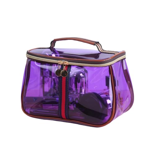 Women’s Waterproof Vintage Clear Cosmetic Bag with Zipper - Large Capacity Travel Toiletry Organizer