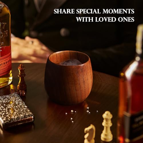 WALNDUX Handcrafted Wooden Whiskey Glass Set - Ideal Bourbon Gift