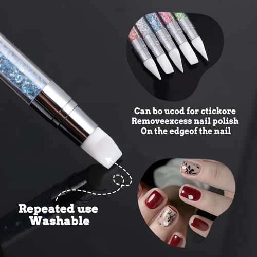 8 Pcs Dual-Head Silicone Nail Art Brushes for Manicure