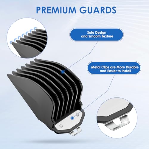 Zerika Hair Clipper Guard Set for Wahl, 6 Long Lengths with Metal Clip