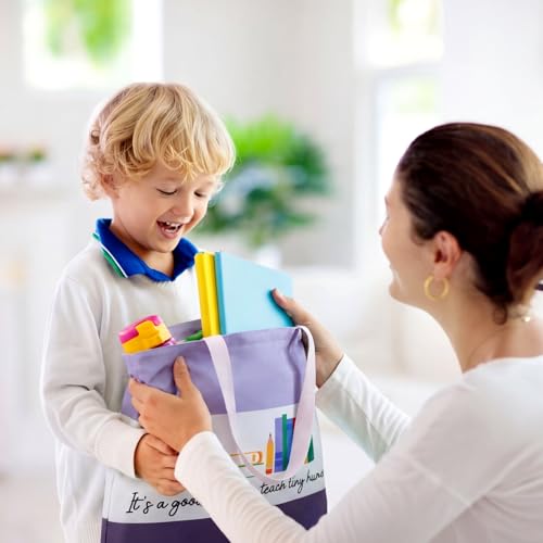 Teacher Appreciation Gift Set: 2-Piece Canvas Tote and Cosmetic Bag