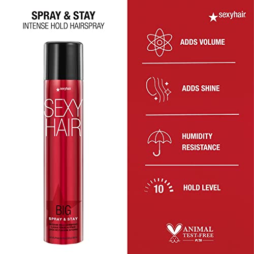 SexyHair Big Spray & Stay Hairspray - Extreme Hold & Shine, 72-Hour Humidity Resistance