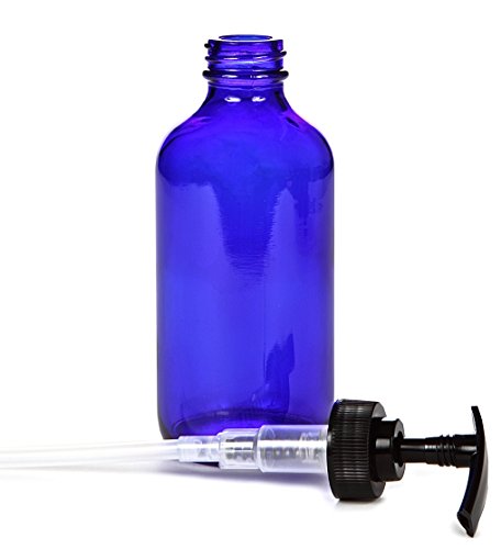 Vivaplex Large 8oz Cobalt Blue Glass Bottles with Black Lotion Pumps