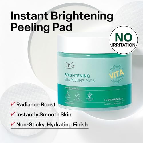 Dr. G Brightening Vita Peeling Pads - 70 Count Exfoliating Face Pads for Skin Brightening and Blackhead Removal