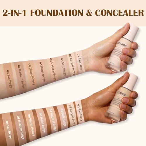 UCANBE 2-in-1 Foundation & Concealer - Full Coverage, Waterproof Matte (Soft Beige)