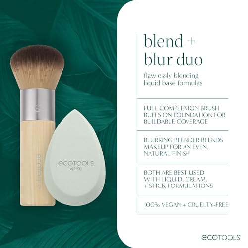 EcoTools Blend + Blur Makeup Brush & Sponge Duo for Flawless Finish
