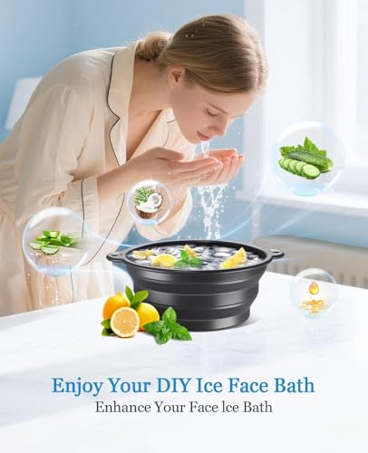 Black Silicone Face Ice Bath Bowl with Built-in Ice Tray – Portable Cold Plunge for Skin Tightening & Puffiness Relief