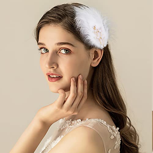 Feather & Pearl Hair Clips Set for Women & Girls - Elegant 4-Piece Fascinator Accessories