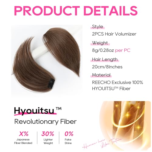 REECHO 8-Inch Clip-In Hair Volumizer Extensions for Thin Hair, 2 Pack