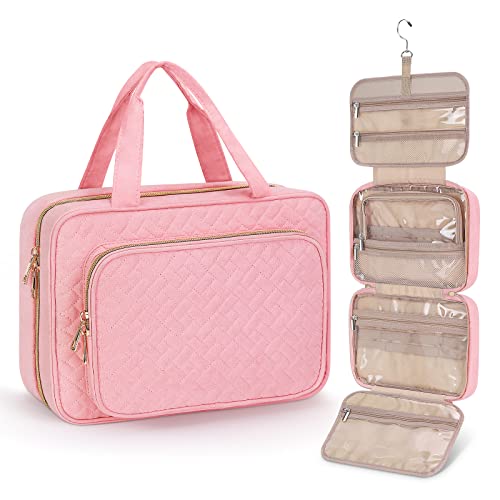 Wedama Hanging Toiletry Bag for Women, Medium Travel Cosmetic Organizer, Pink