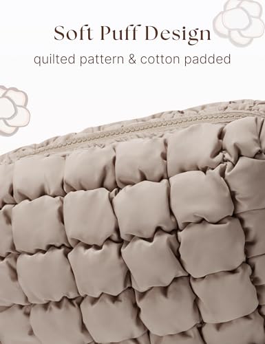 Unilily Quilted Makeup Bag - Medium Puffer Cosmetic Pouch for Travel