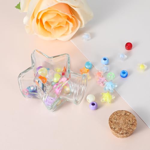 Mini Glass Bottles with Cork Stoppers - Heart & Star Shapes (2 Pcs)