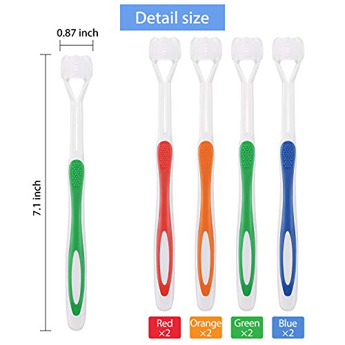 Boao 8-Pack 3-Sided Sensory Toothbrush for Autism and Sensitive Oral Care