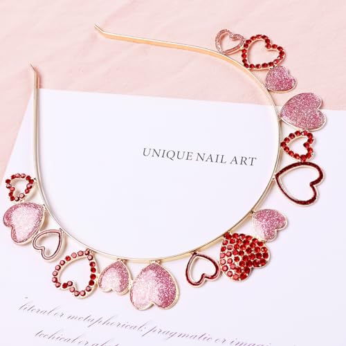 Valentine's Day Heart Rhinestone Glitter Headband for Women & Girls - Wedding, Party & Gift Accessory
