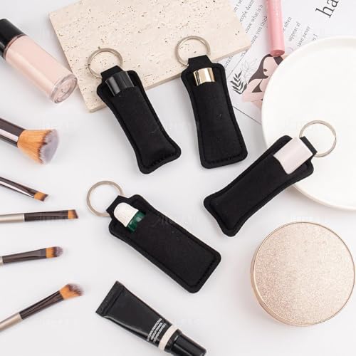 10 Pack Lip Balm Sleeves Lipstick Holder Chapstick Keychain Cases for Women & Girls