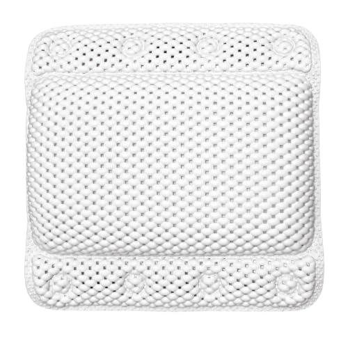 12.5 x 12 Waterproof Bath Pillow with Neck Support and Suction Cups