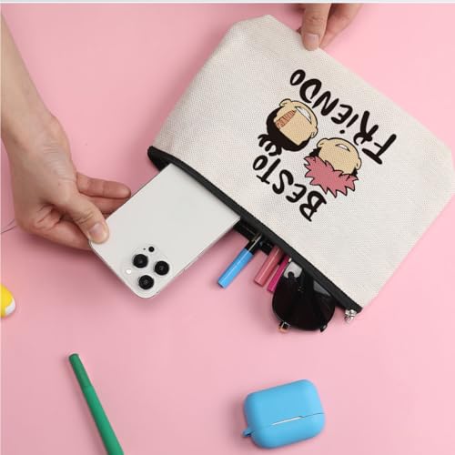 Multicolour Best Friend Anime Makeup Bag - Waterproof Cosmetic Storage for Women