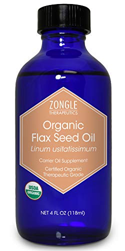 Organic Flaxseed Oil - 100% Pure Cooking & Hair Supplement - 4 OZ
