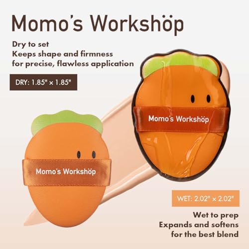 Momo's Workshop Carrot Makeup Sponge Set - 2 Pcs Hydrophilic PU Sponges