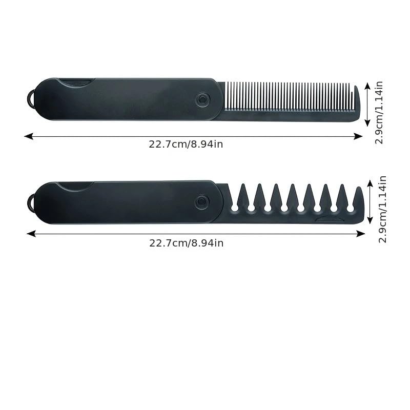 Voluminous Wide-Toothed Hair Comb Set - Travel Folding Design | Men's Fluffy Texture, ABS Plastic