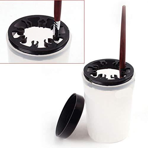 Nail Art Brush Cleaner Cup with Black Lid - Holds 8 Brushes