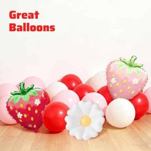 Strawberry Balloon Arch Kit - 121pcs Red, Pink & White Balloons