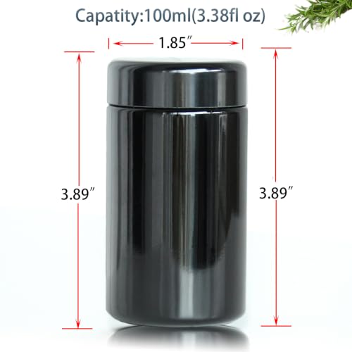 Matoolser 100ml Black Glass Airtight Storage Jar with UV Protection