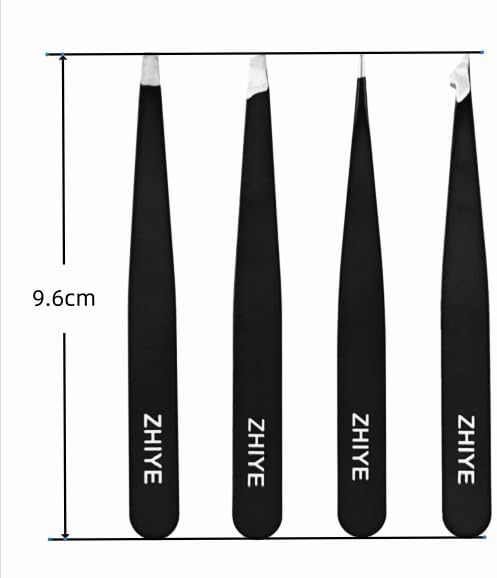 Professional Eyebrow Tweezers Set - 4 Pcs Stainless Steel Precision Tweezers for Ingrown Hair & Eyelash Extensions
