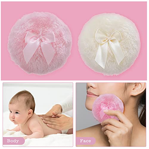 Sibba 4-Inch Large Velour Makeup Puff - Soft & Washable - 2 Pack