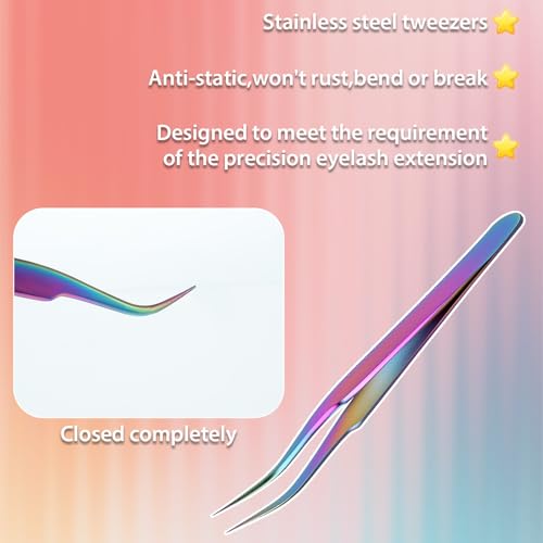 2PCS Precision Eyelash Extension Tweezers Set - Stainless Steel