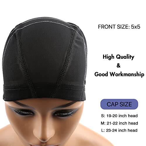 Large Bella Hair Mesh Dome Wig Cap with Guideline Map for Beginners Sewing, 23-24 Inch, Black