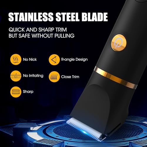 QREEYX Black Manscape Body Trimmer Kit - 3 in 1 Grooming Set with LED Display & Waterproof Design