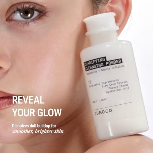 JUNO & Co. Jade Clarifying Enzyme Powder-to-Foam Facial Cleanser – Gentle Exfoliating & Hydrating for All Skin Types, 35g