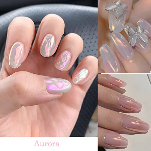 Furimuk 6-Color Mirror Nail Powder Set - Holographic Aurora Pearl Chrome for Nail Art