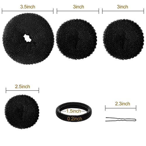 YaFex Hair Bun Maker Kit - 3 Sizes, Elastic Ties & Bobby Pins