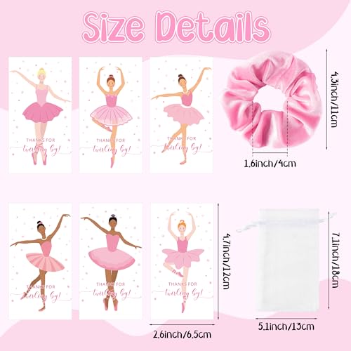 24-Pack Ballerina Party Favor Set: Velvet Scrunchies, Cards & Organza Bags