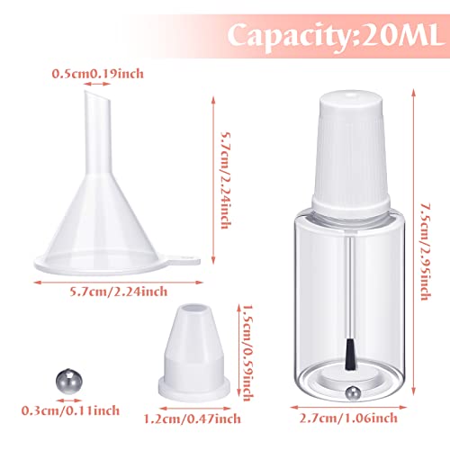Irenare 20ml Refillable Nail Polish Bottles with Brush & Marble Insert, Pack of 10