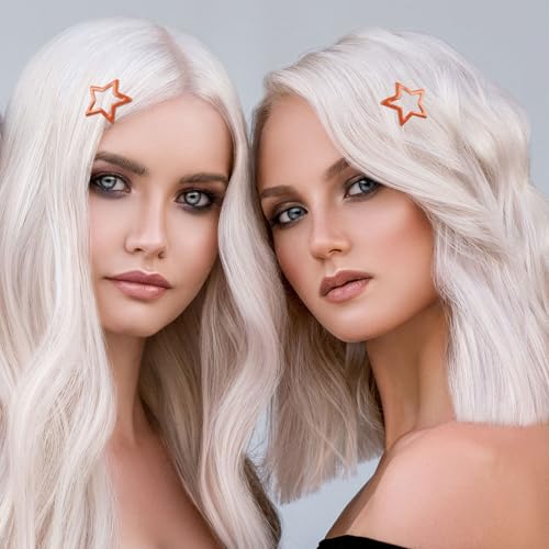 Joez Wonderful 20pcs Star Snap Hair Clips - Orange Metal Barrettes