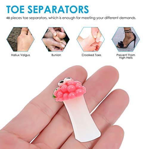 Silicone Toe Separators for Pedicure - 24 Pack Soft Reusable Nail Art Spacers