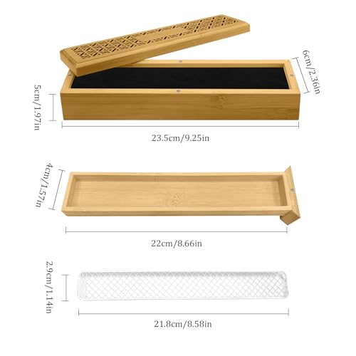 Wooden Incense Holder with Storage - Dual-Compartment Ash Catcher