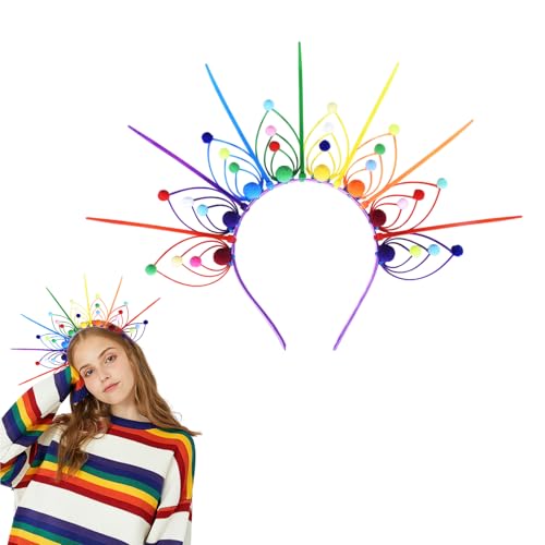 Rainbow Petal Halo Crown Headband for Pride Parade and Costume Parties