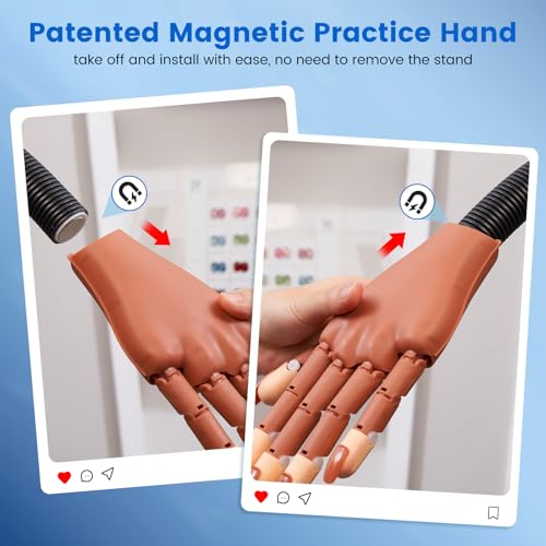 Wilfniee Magnetic Practice Hand for Acrylic Nails with 100 Tips